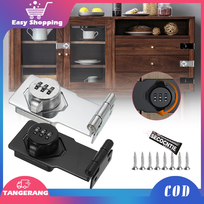 4.5inch Kunci Gembok Pintu Kombinasi 3 Digit Gembok Kamar 90 Derajat Tempat Gembok Pintu