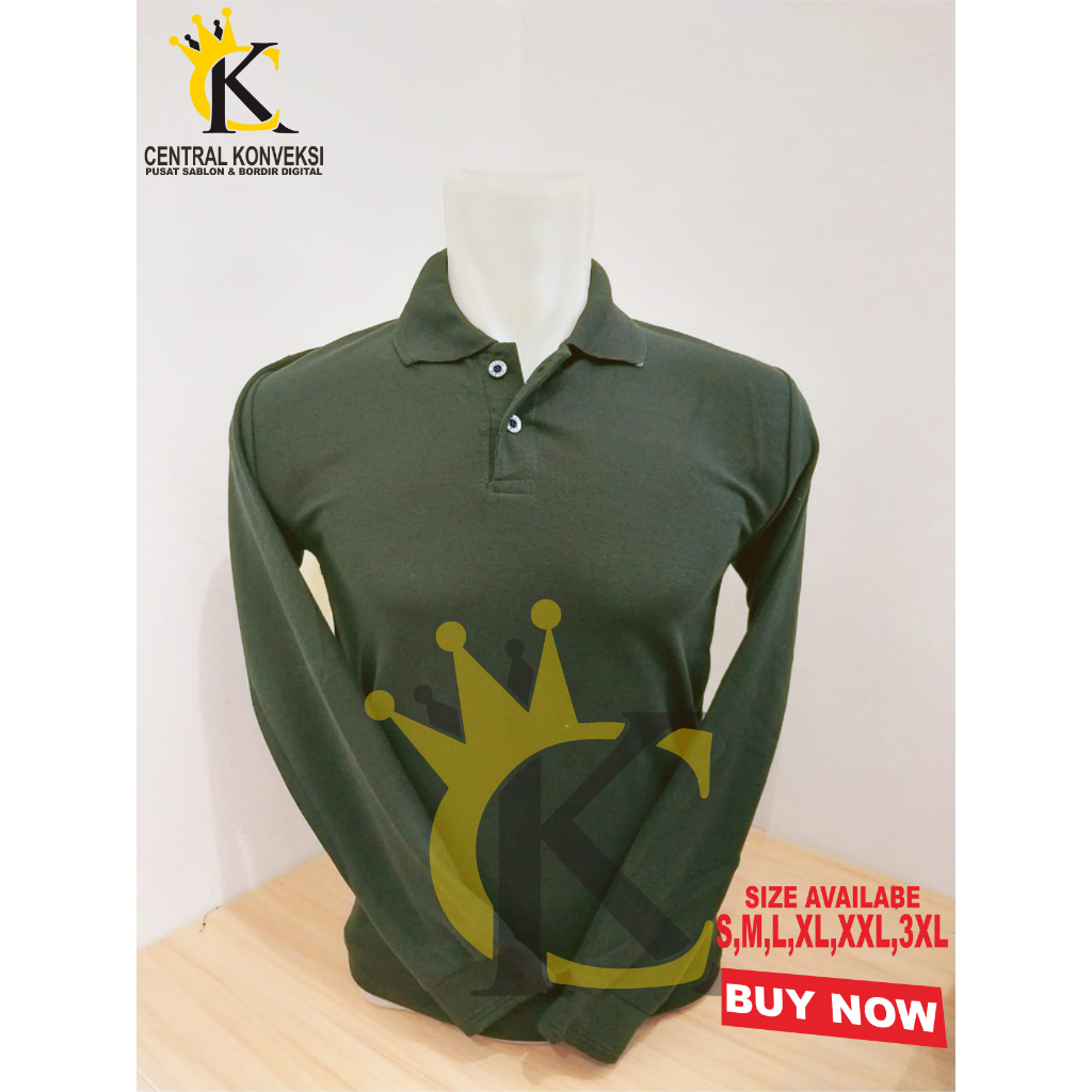 Kaos Polo Shirt Army / Kaos Kerah Polo Tangan Panjang Pria - Wanita / Polo Shirt Panjang Army