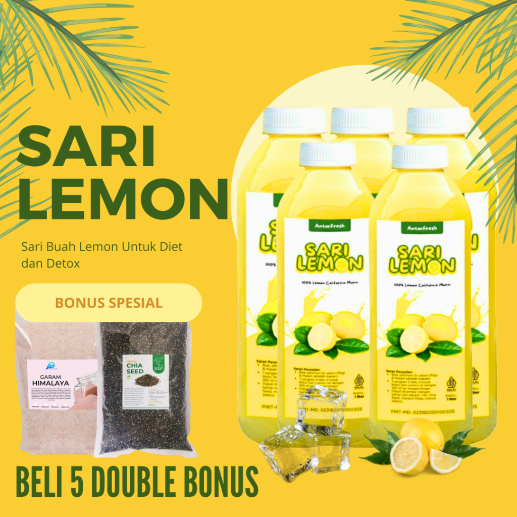 

[SARMON] SARI LEMON PERASAN AIR LEMON ASLI MURNI - BAGUS UNTUK DIET DAN DETOX - free chia seed dan garam himalaya