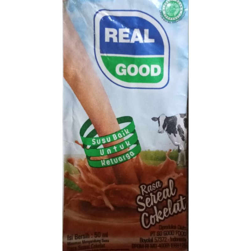 

susu real good berat 50 ml rasa coklat dan rasa black currant