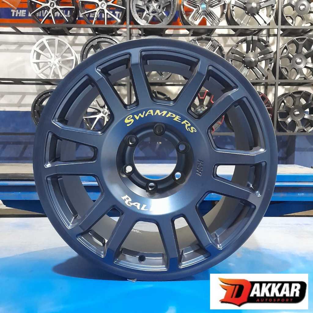 Pelek Offroad R18 Pajero Sport Fortuner Hilux Velg HSR Swampers Ring 18 Pcd 6X139,7 Dark Blue