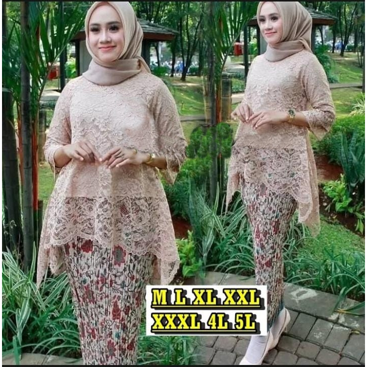 Setelan Kebaya Brukat Rinjani Jumbo LD 130 / Kebaya Big Size M-5XL / Kebaya Terlaris / Kebaya Wisuda