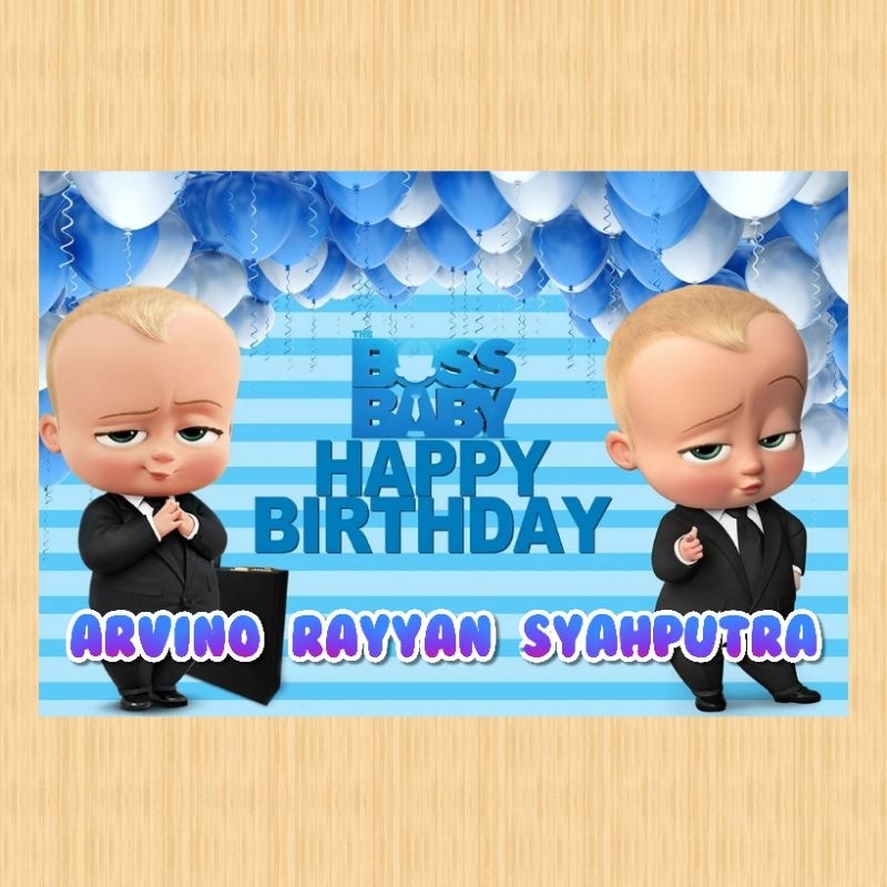 Spanduk BOSS BABY BOSS banner BOSS BABY BOSS spanduk banner ultah anak background BOSS BABY BOSS cus