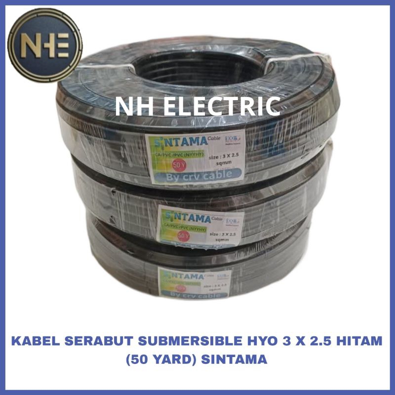 Kabel Hyo 3x2,5mm² Hitam 50 Yard Sintama/Pajero - Kabel Serabut NyyHy 3x2.5mm² 50Yard Black Sintama/