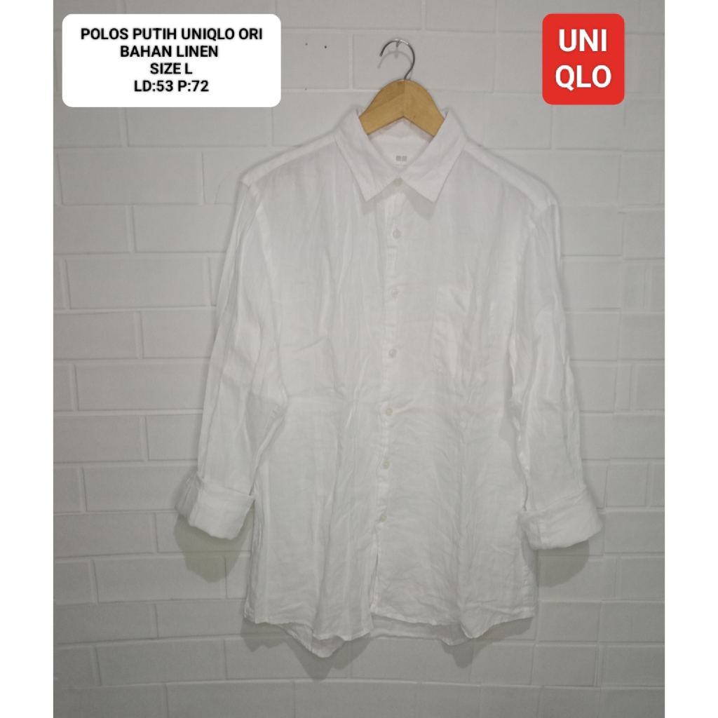 KEMEJA PUTIH LINEN UNIQLO ORI SIZE L