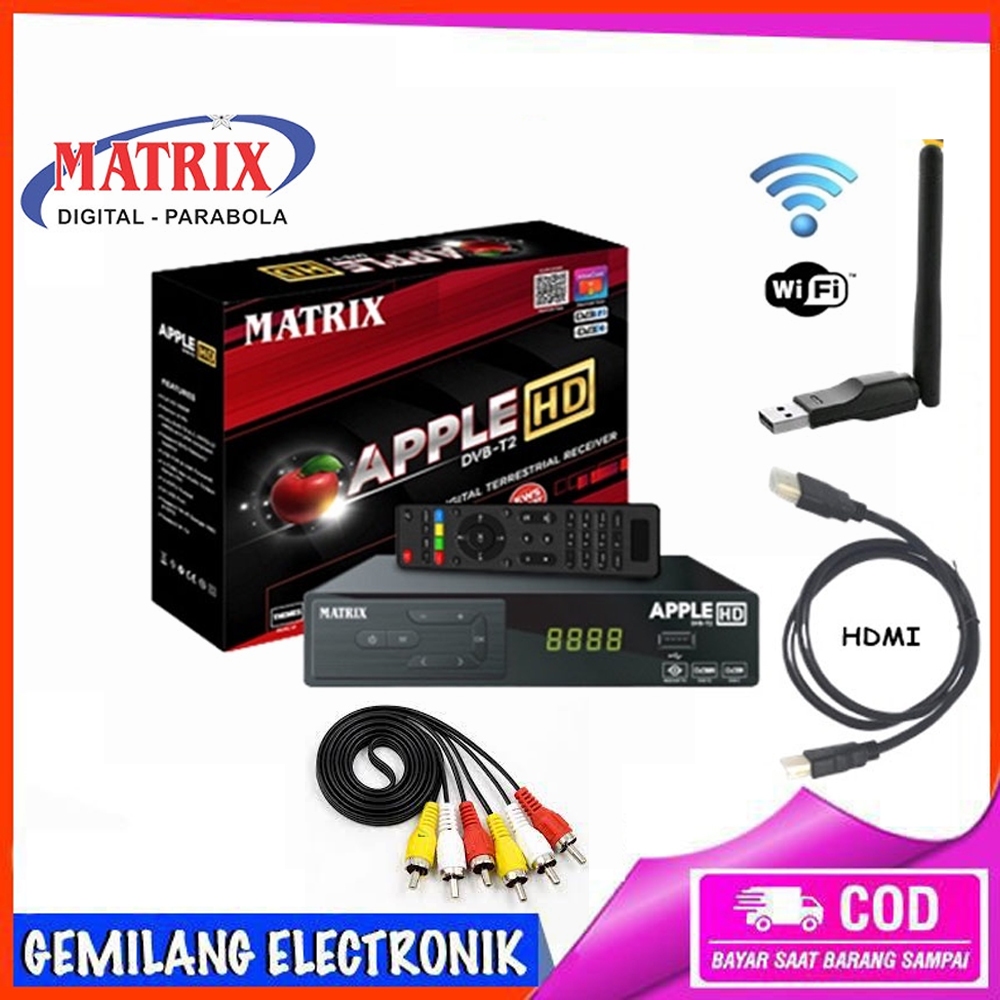 Set Top Box DVBT2 Matrix Apple HD New Merah (Youtube)