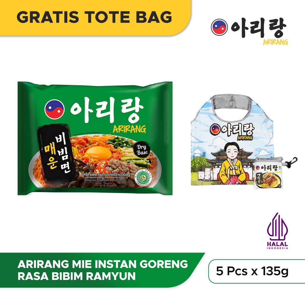 

5 Pcs Arirang Mie Instan Goreng Rasa Bibim Ramyun 135g FREE Tote Bag (FTBAR21)