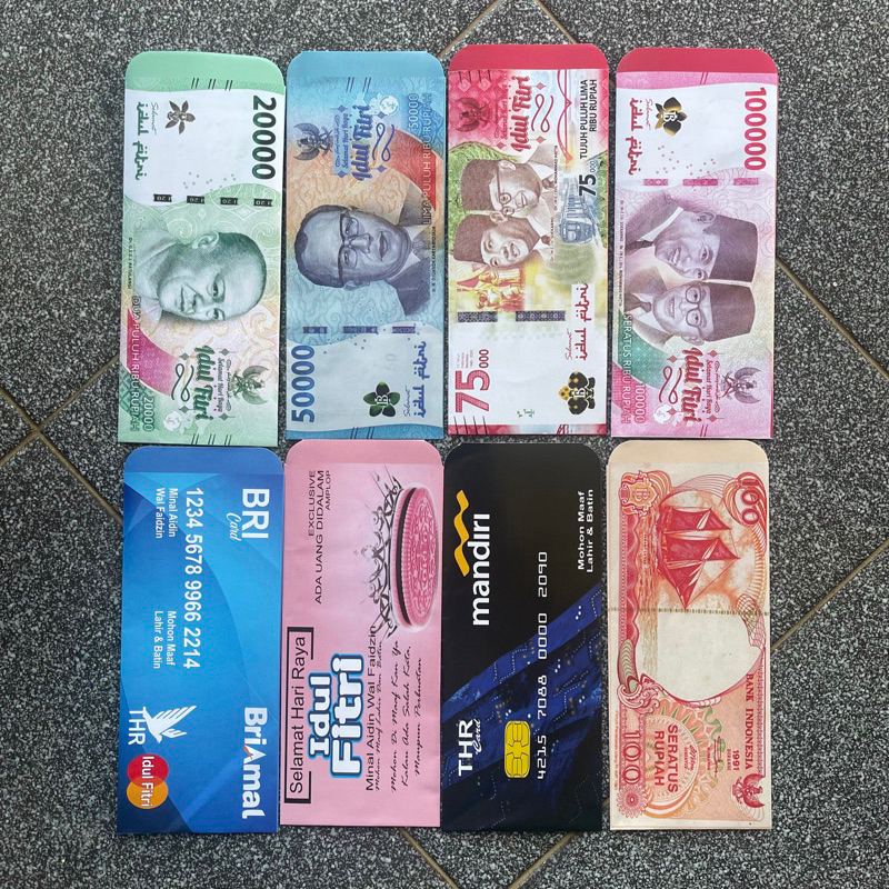 

[READY STOCK] AMPLOP LEBARAN JUMBO tanpa di lipat siap pakai motif uang, atm, snack 1 pack isi 10 BIJI