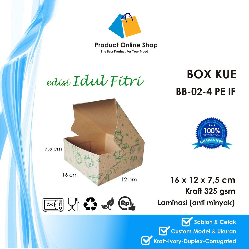 

(IDUL FITRI) BOX DUS KOTAK HAMPERS KUE SNACK 16x12x7,5cm KRAFT 325 gsm LAMINASI