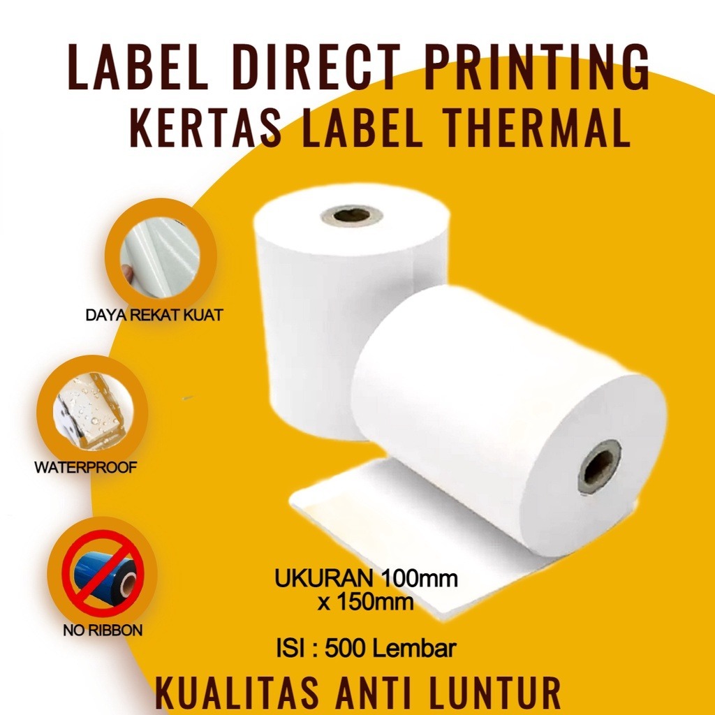 

KUYA Thermal Label 100x150mm 1 Roll (1pcs) Kertas Thermal Label