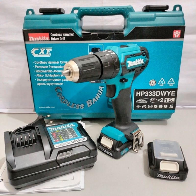 MESIN BOR CORDLESS "MAKITA" HP 333 DWYE ||CORDLESS BOR MAKITA 10MM 12V MODEL HP333DWYE