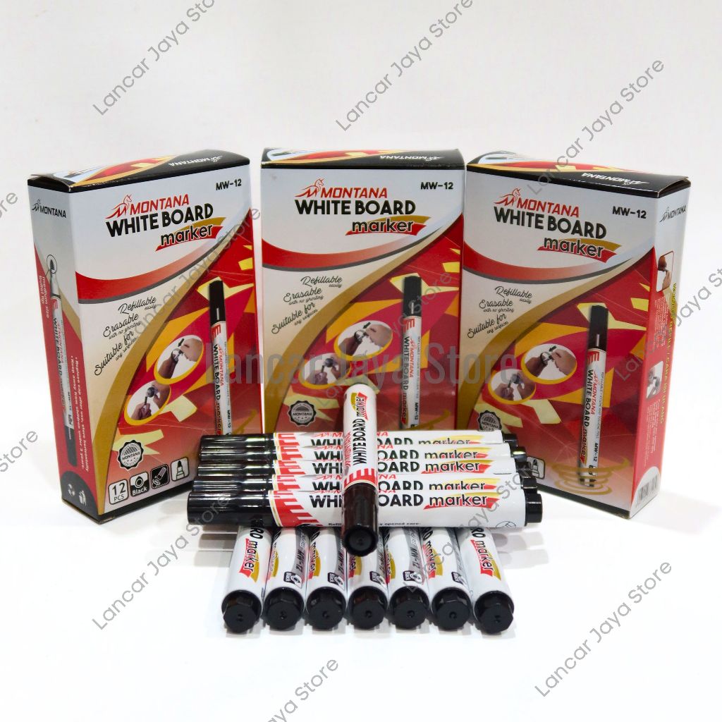 

Montana White Board Marker Spidol Papan Tulis Montana Warna Hitam 1 Box