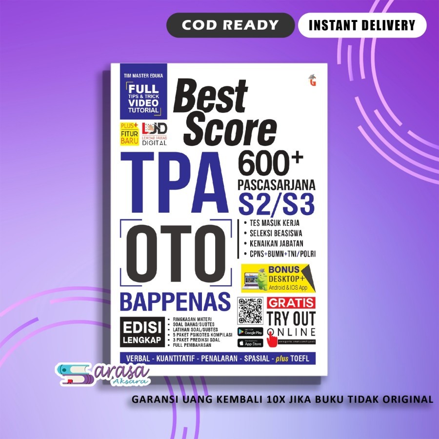

BUKU TES PSIKOTES: BEST SCORE TPA OTO BAPPENAS 600+ TPA OTO