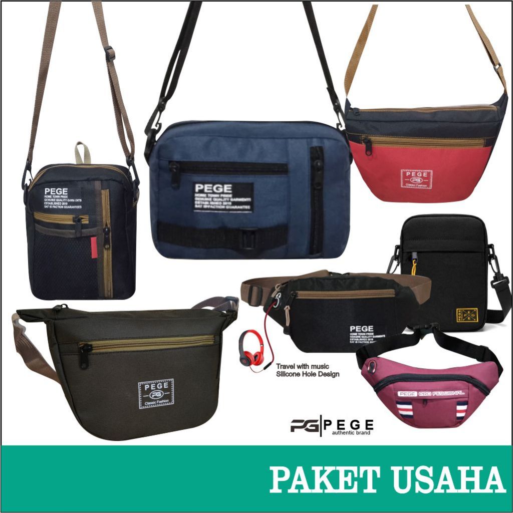 Paket Usaha Tas PEGE Terjangkau Selempang - Waistbag - Slingbag Pria Wanita Unisex - PG Paket Usaha