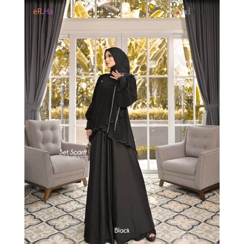 [ER.HA SYARI] GAMIS SYARI TERBARU / DRESS SET PRINTING TERBARU " LUTFANA SET " BY ER.HA SYARI