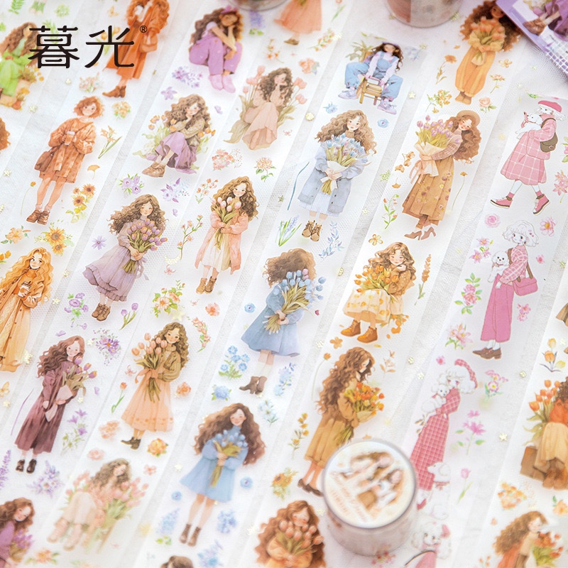 

(Kiricart) Holding flowers PET sticker tape DIY Journal Scrapbook Diary