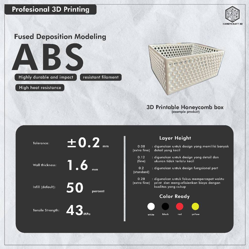 JASA 3D PRINT ABS / CETAK 3D PRINT ABS MULTICOLOR SOLO || HANDYCRAFT3D