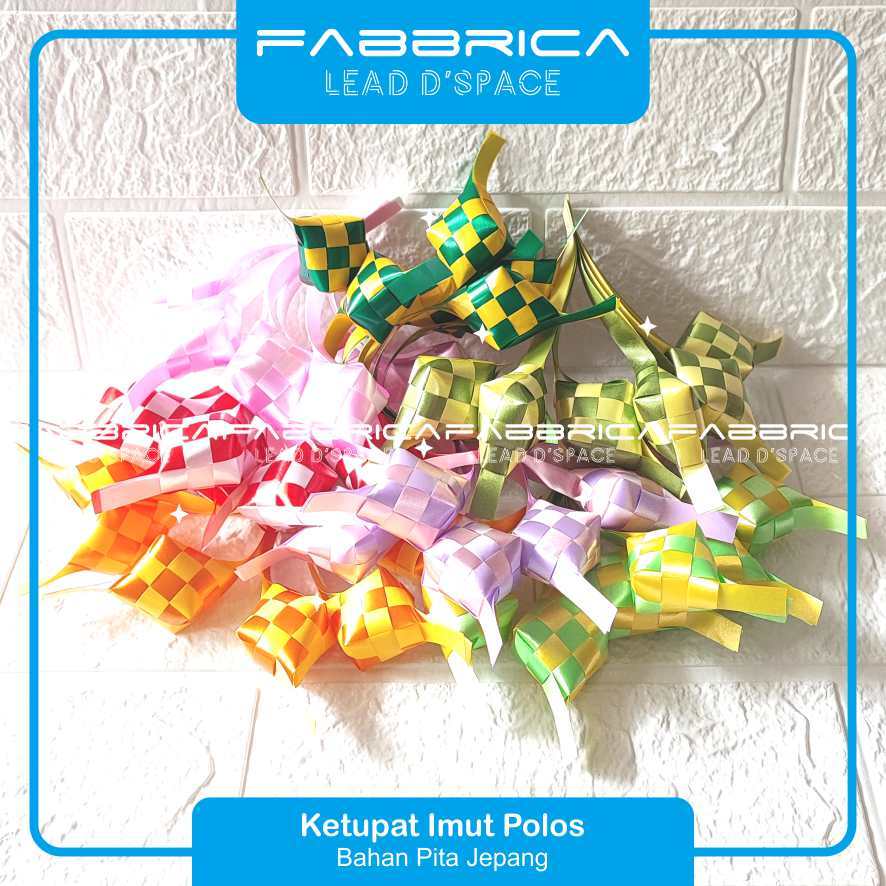 

Fabbrica - Ketupat Mini Imut Motif Polos Hiasan Lebaran Gantungan Pita Hamper Parcel Idul Fitri ukuran kecil isi 12 pcs