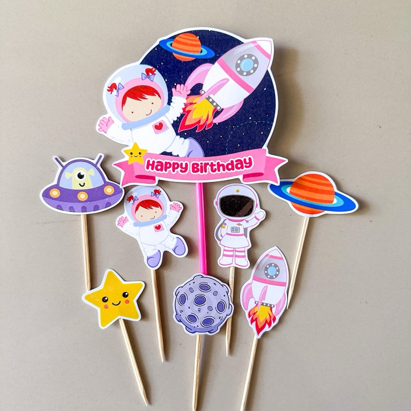 TOPPER ASTRONOT/ (LA-001) CUPCAKE TOPPER ASTRONOT / CAKE TOPPER ASTRONOT GIRL / CAKE TOPPER ASTRONOT