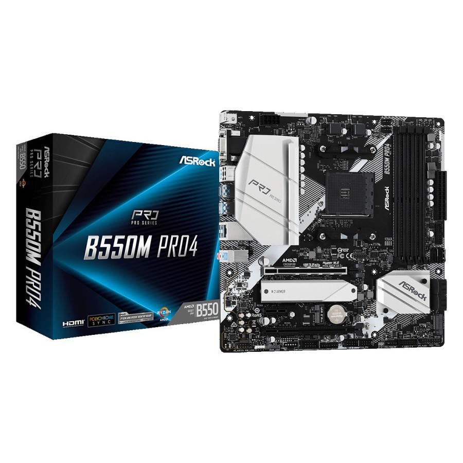 MOTHERBOARD ASROCK B550M PRO4 (SOCKET AMD AM4 RYZEN 3000 4000 5000 & G SERIES/4X DDR4 MAX 128GB/6X S