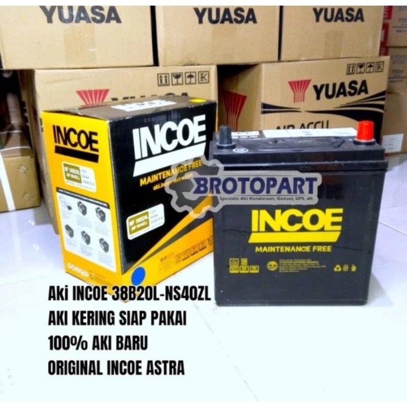 Aki Mobil INCOE NS40ZL 36B20L MF Aki Kering 35Ah ORIGINAL INCOE ASTRA