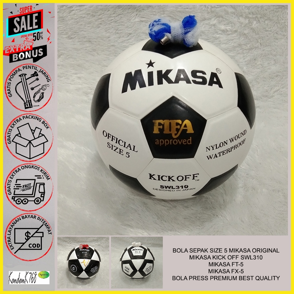 Bola Sepak MIKASA ORIGINAL Size 5 Model Press Ori Import Best Quality