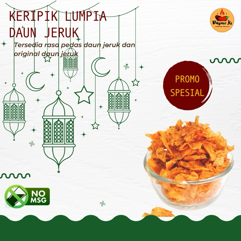 

Keripik Lumpia Daun Jeruk 200gr | Aneka Cemilan | Fresh | Pedas | Asin