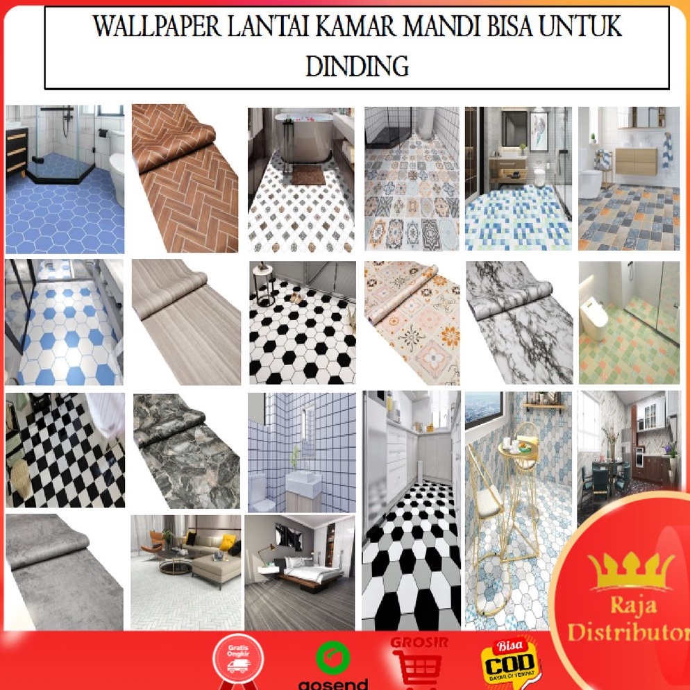 ART M72Y Sticker Lantai Dinding Motif 2meter Perekat Wallpaper Kamar Mandi Dapur Ruang Tamu Kamar Ti