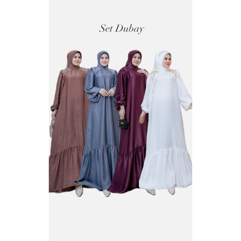 SET DUBAY VIRAL GAMIS SET HIJAB TERLARIS DRESS RAYA KEKINIAN GAMIS DUBAY FREE HIJAB
