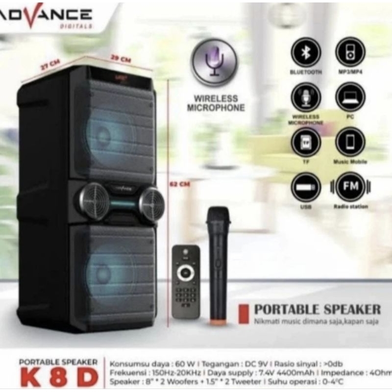 Speaker Portable Meeting Advance K 8D Speaker Aktif Ampli Bluetooth