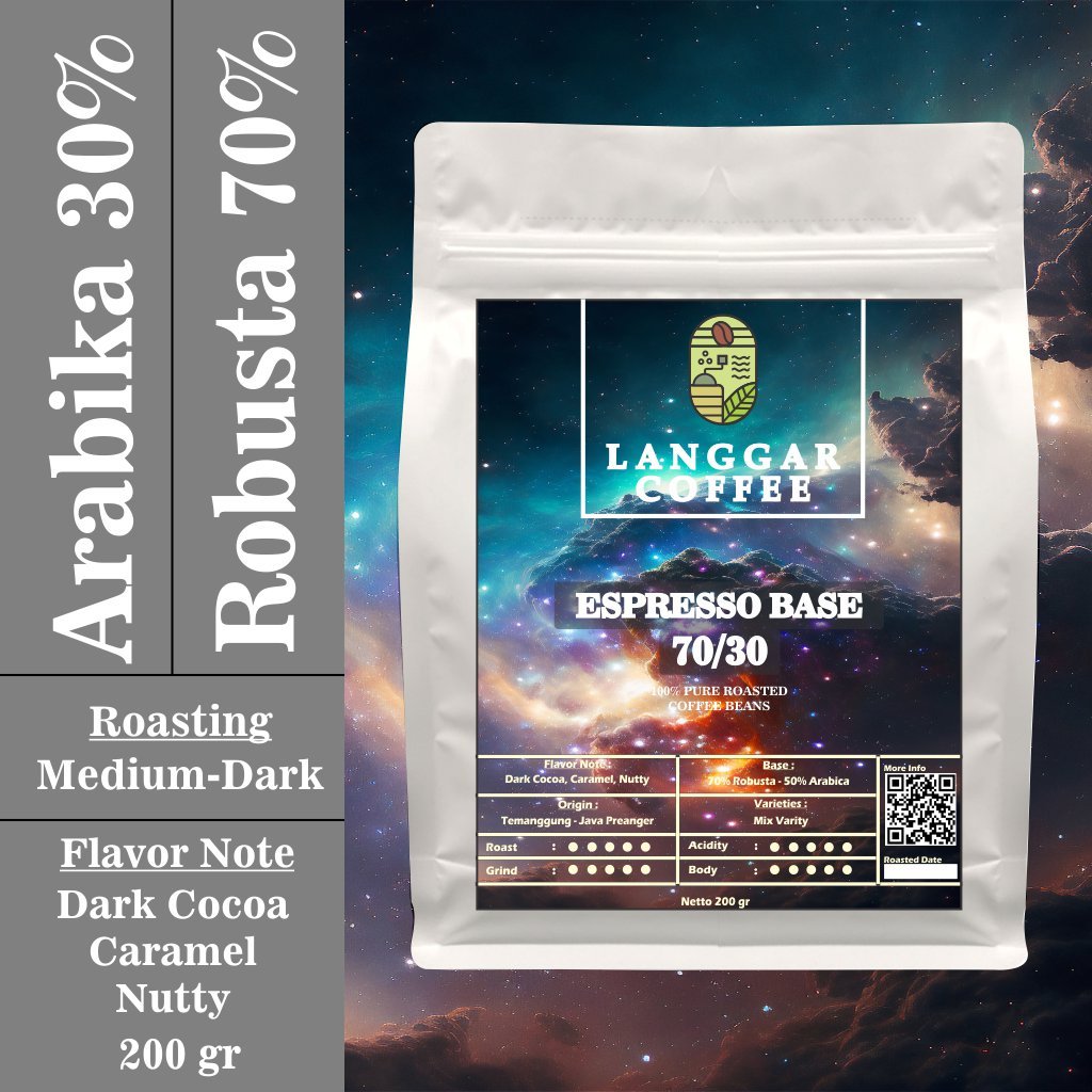 

Biji Kopi Robusta 70/30 Arabika Blend Medium To Dark 200 gr Espresso Base Kopi Susu Tubruk 200gr