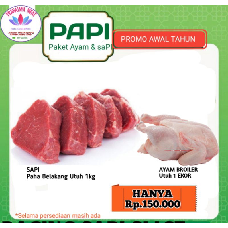 

DAGING SAPI 1KG + AYAM 0,9-1KG