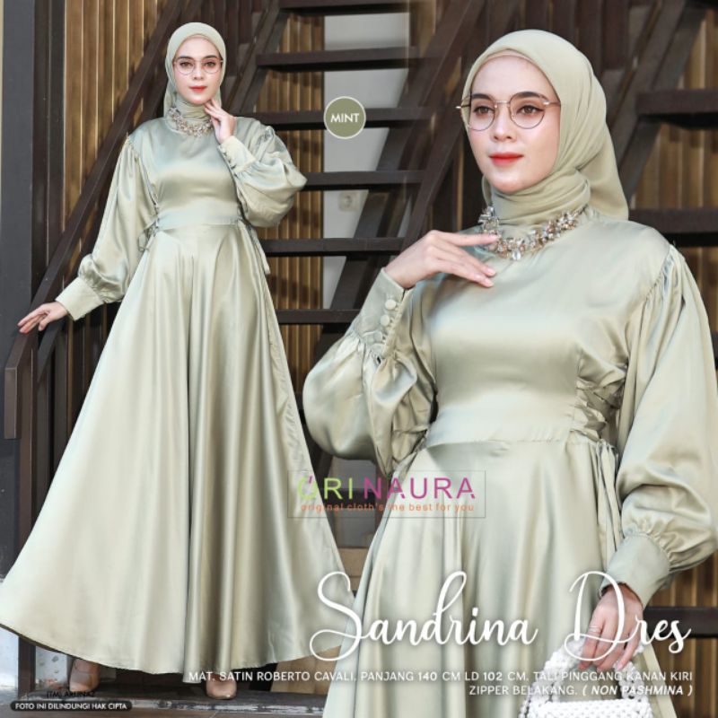 SANDRINA DRES ROBERTO CAVALI BY ORI NAURA//Dress Lebaran//Gamis shimer premium