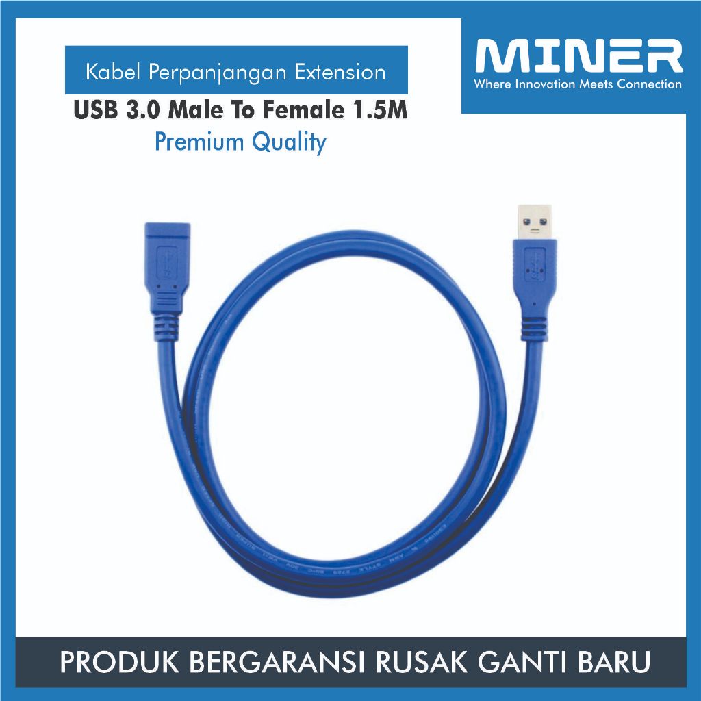 MINER Kabel Perpanjangan Extension USB 3.0 Male to Female 1.5M Kualitas Premium