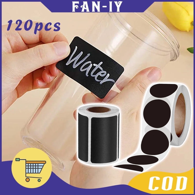 

120Pcs Chalkboard Label Stiker Hitam Roll Lebel Stiker Label Tulisan Stiker Label Blackboard