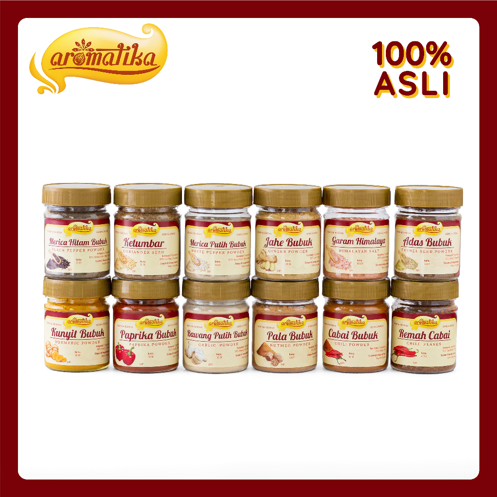 

Bumbu Rempah Dapur Bawang Putih Bubuk, Cabai Bubuk, Cabai Remah, Kunyit Bubuk, Ketumbar Bubuk, Merica Putih Bubuk, Merica Hitam Bubuk, Pala Bubuk, Adas Bubuk, Jahe Putih Bubuk, Paprika Bubuk, Himalayan Salt.