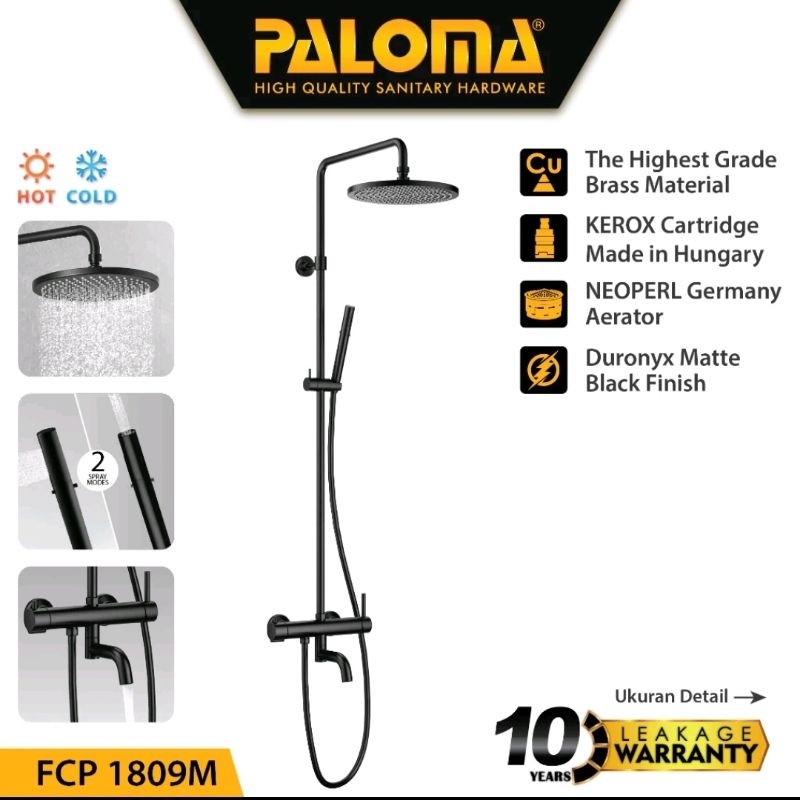 PALOMA FCP 1809M SHOWER TIANG SET BATH SHOWER MIXER MATTE BLACK