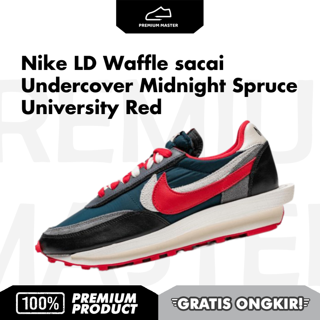 Nike LD Waffle sacai Undercover Midnight Spruce University Red