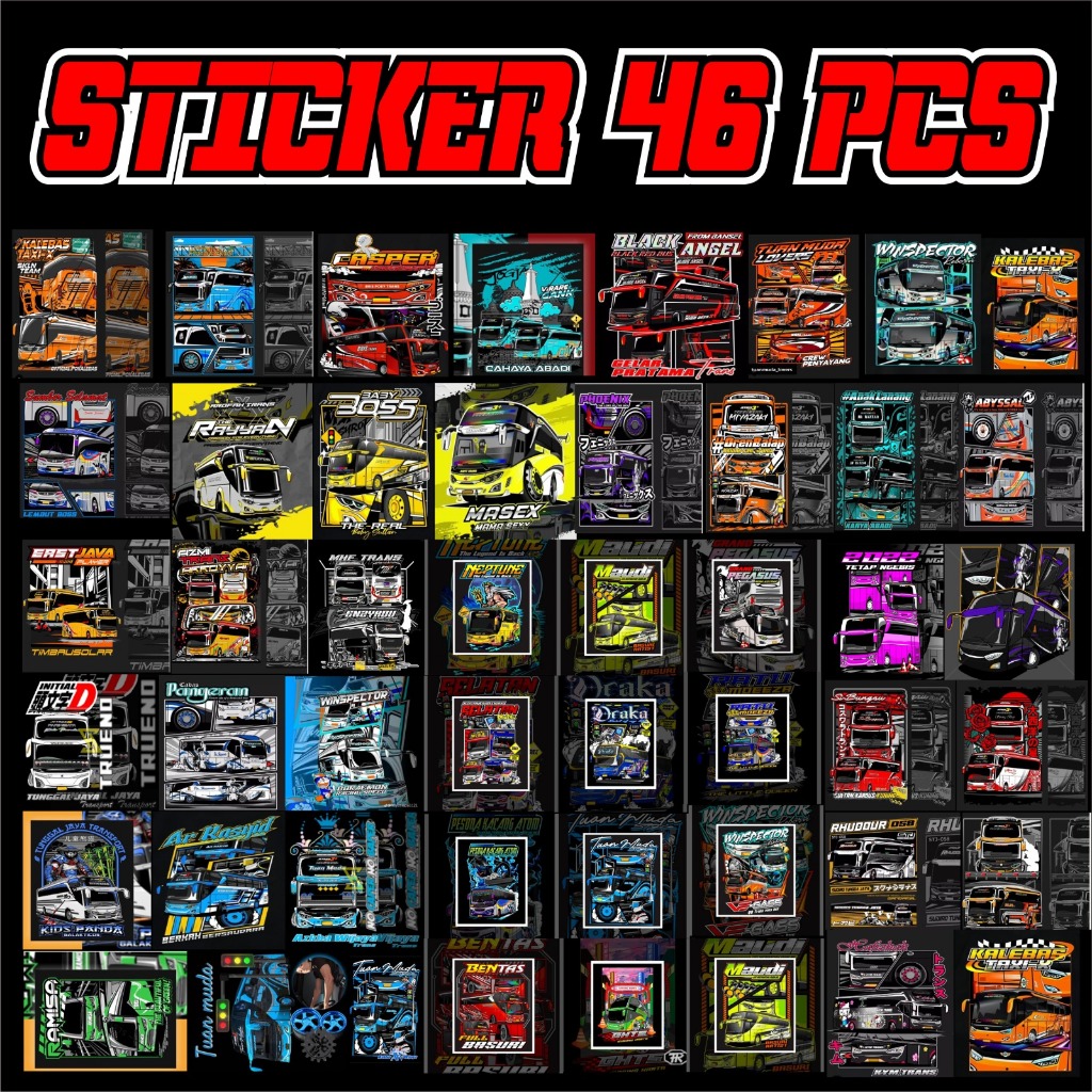 

STICKER VIRAL 46 PCS RANDOM BUS MANIA ANTI AIR UNTUK LAPTOP CASE TUMBLER KOPER HP