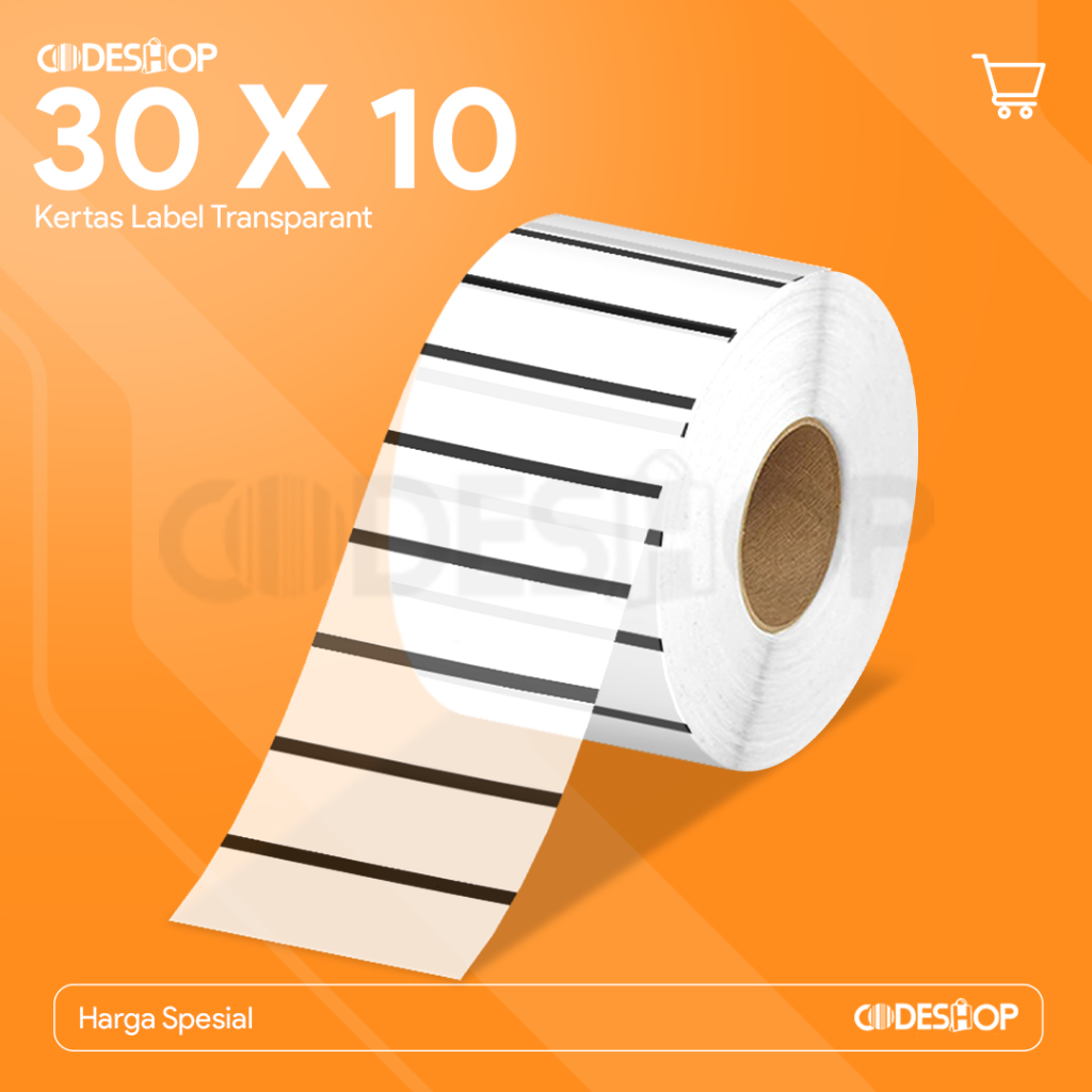 

Label Transparan 30x10 mm Sticker Blackmark 30mmx10mm Stiker Barcode
