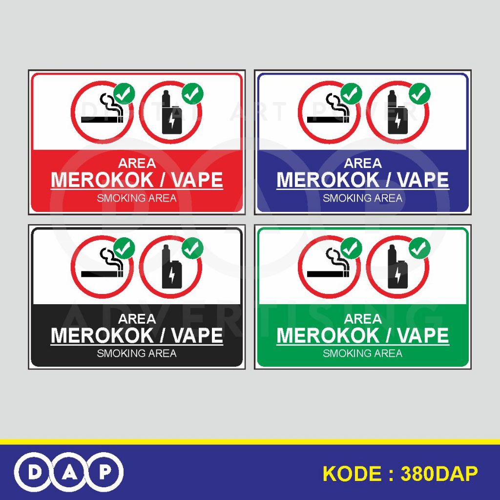 

380 - STIKER AREA MEROKOK ATAU VAPE - 30 X 20 CM - VYNIL - TERBAIK