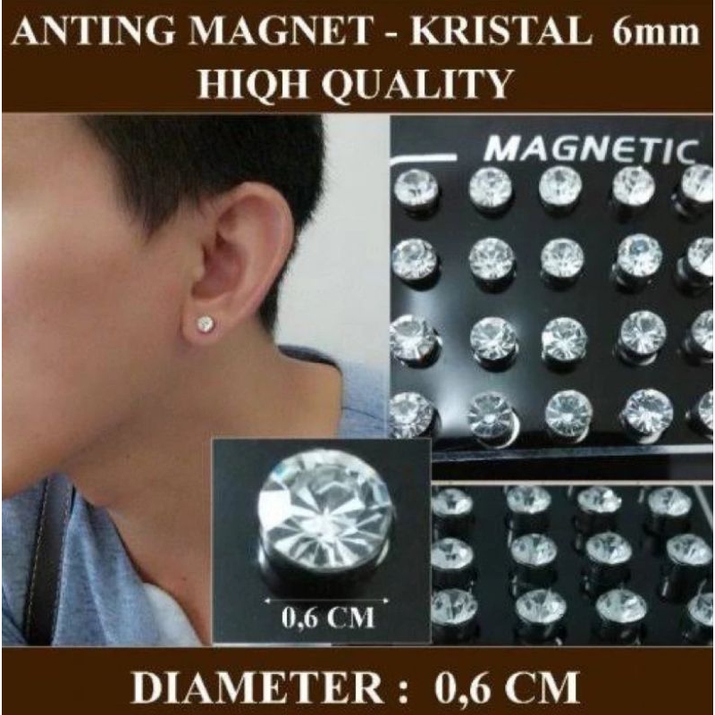 Anting Magnet Berlian Titanium Pria Wanita/Anting Fake/Anting Tanpa Tindik/Anting Berlian