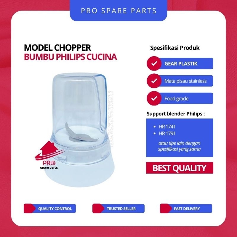 Chopper Bumbu Model PHILIPS CUCINA HR 1741/HR 1791 - Gilingan Bumbu Philips HR 1791