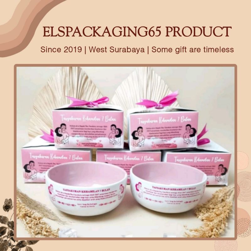 Souvenir Mangkok Twotone kemas Dus + Stiker, Souvenir Murah