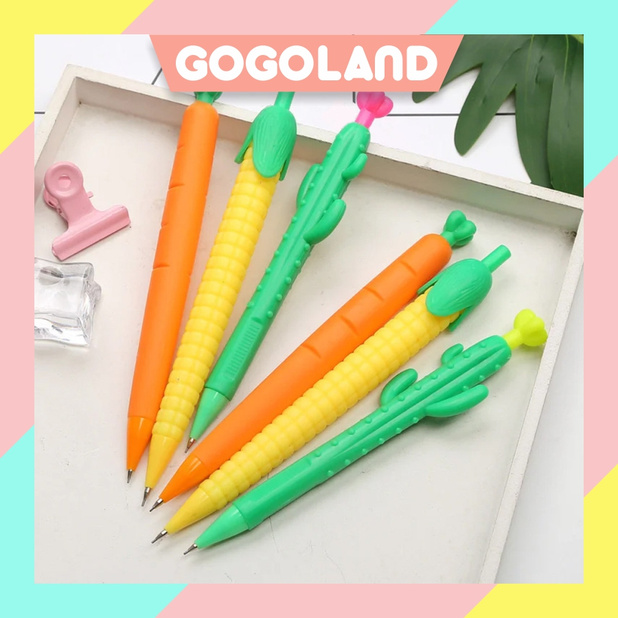 

⭐Gogoland⭐ Pensil Mekanik Wortel Jagung Kaktus - Pencil Carot Corn Cactus Cetek S119