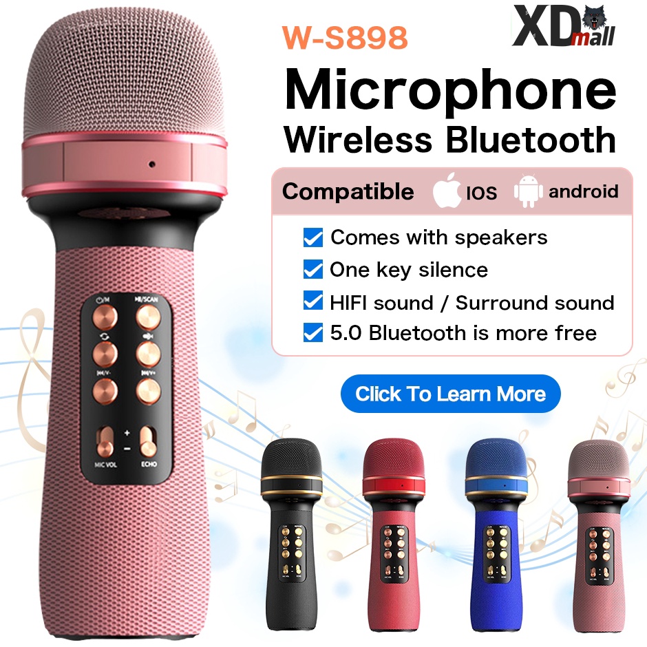 ART H64L Mic Bluetooth WS898Wireless Microphone Karaoke Stereo Sound playerMikropon Speaker Super Ba
