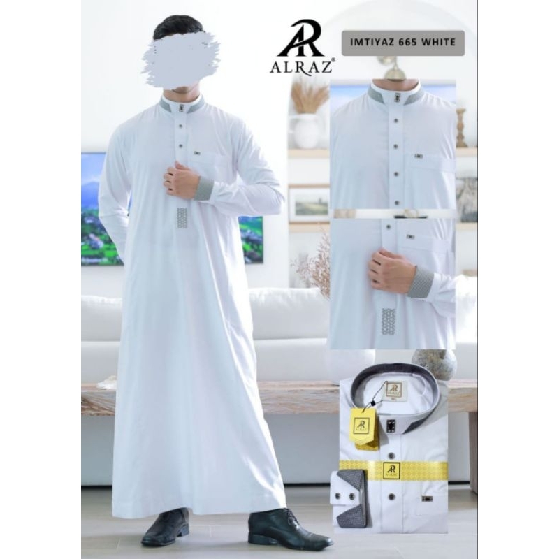 Jubah Al Raz Premium Al Imtiyaz Putih Terbaru Jubah Alraz Manset Katun Premium