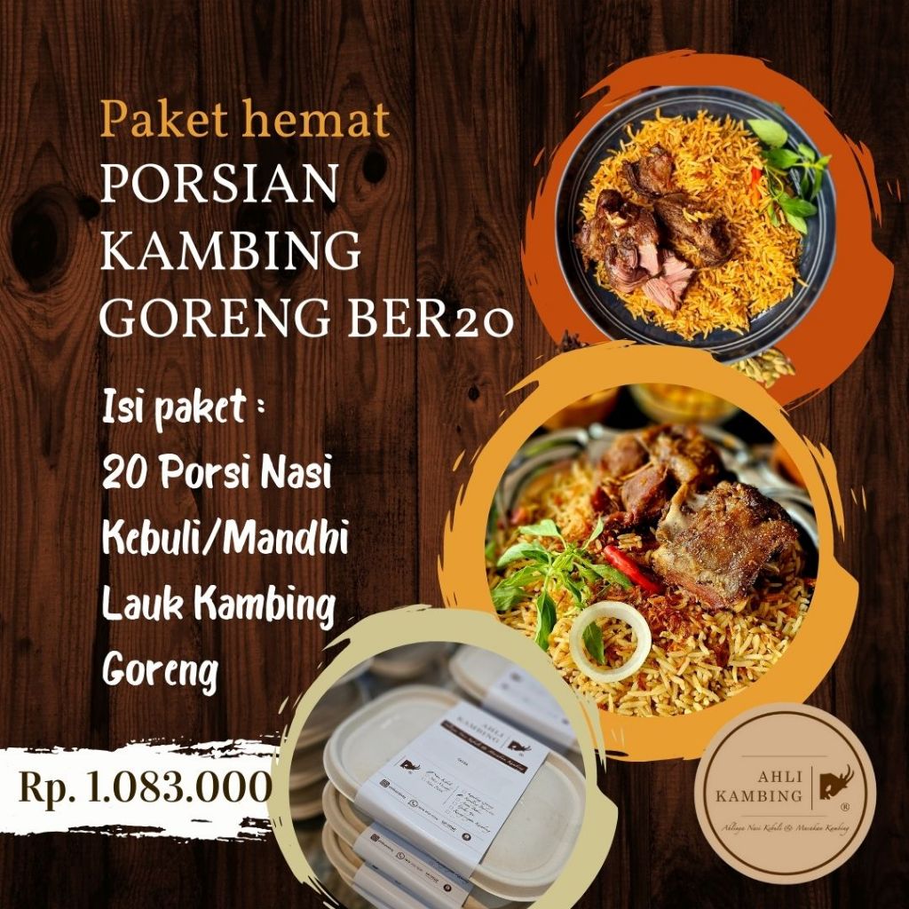 

Paket Nasi Kebuli/Mandhi Kambing Goreng ber 20