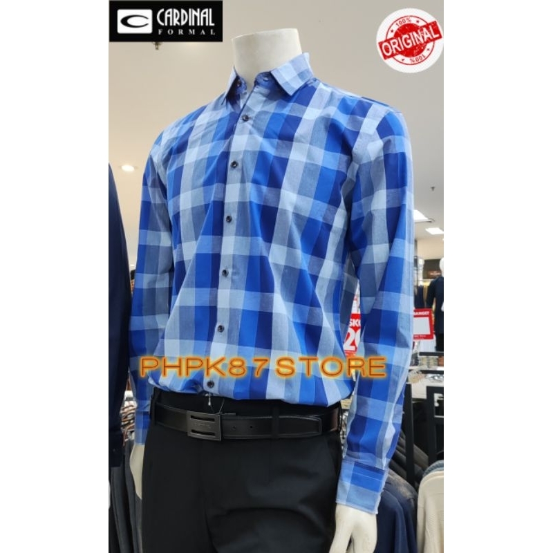 CARDINAL FORMAL KEMEJA PANJANG PRIA, KEMEJA KOTAK-KOTAK PREMIUM