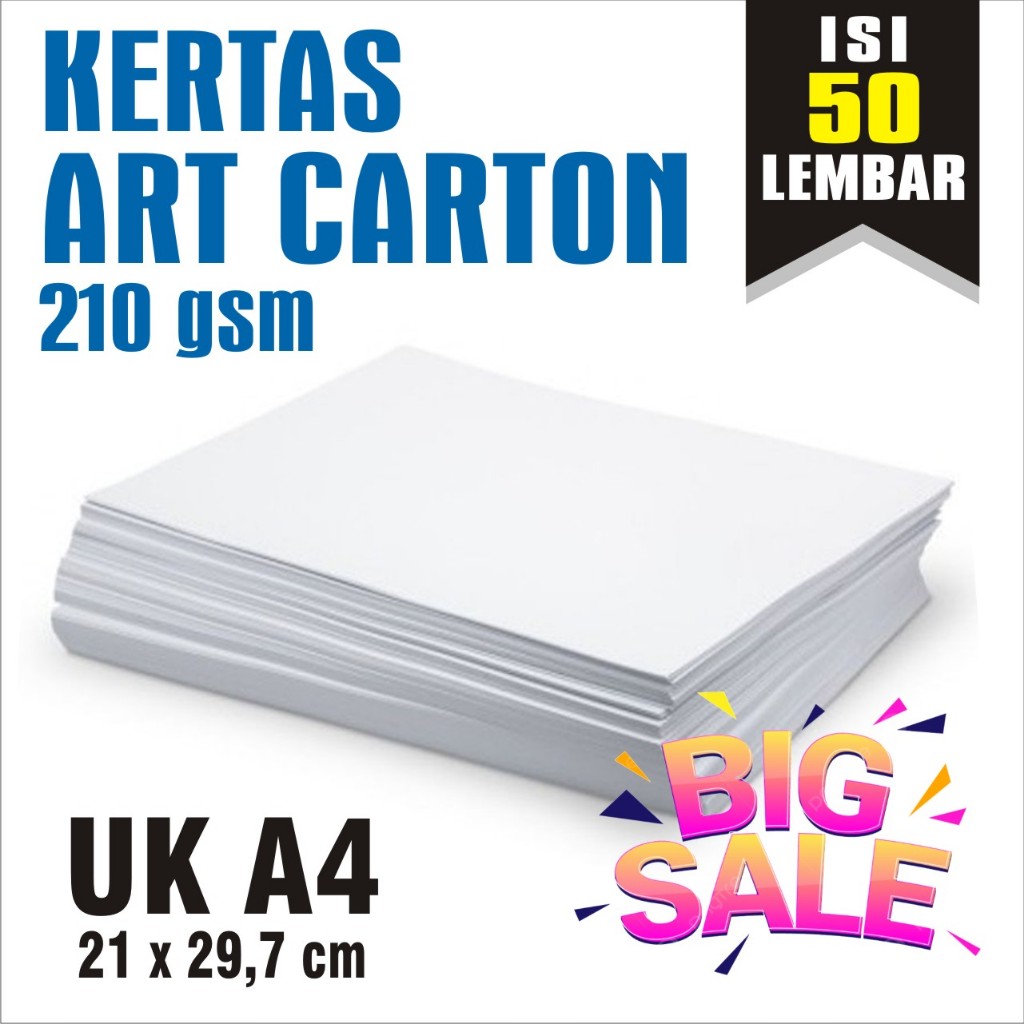 

Art Karton 210 gsm A4 isi 50 lbr / Kertas Carton Paper Glossy 210 gram